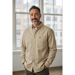 Bugle Boy Original Mens XXL Button Up Shirt Long Sleeve Casual Top‎ Beige